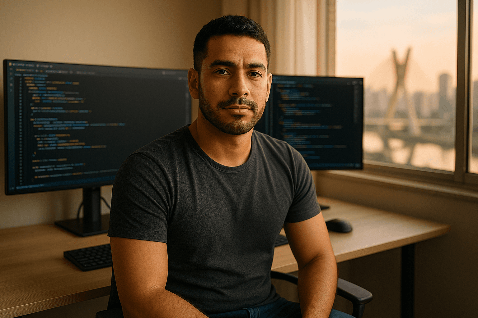 Profesional brasileño trabajando remotamente para empresa americana